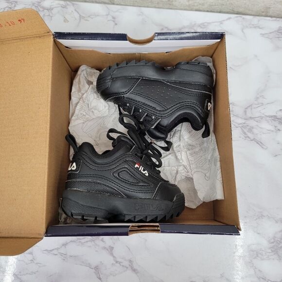Fila Disruptor II 2 Black Tennis Shoes Infant Toddler 4C Unisex  LIKE NEW - Picture 8 of 8